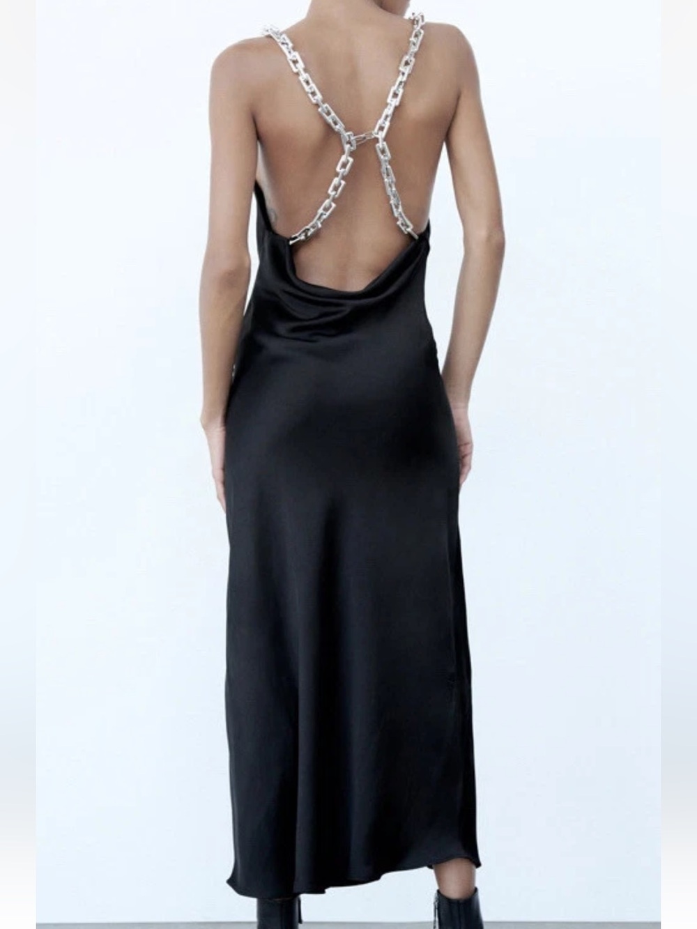 Zara Black  Dress with Silver Chain Straps